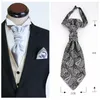 Papillon Uomo Cravatta da sposa Cravatta ascot pre-legata per uomo Raso Casual Paisley Stripe Ascots Cravatta Abito formale Gilet Hong Kong Knot Fred22