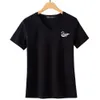 Plus Swan Swan Printing Bomull Kvinnor Tshirts Sommar V-Neck Ladies Tees Shirt Kvinna T-shirts Kortärmad T-shirts Tops 210623