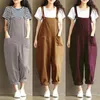 Combinaisons pour femmes Rompers plus taille 5xl couleur unie solide femmes lâche noue noue coton lin saut sauthes rotum sauthes corps