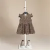 2021 새로운 패션 유아 소녀 파티 의상 드레스 유럽 스타일 레오파드 여름 아이 드레스 아기 소녀 부티크 옷 Q0716