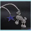 Colliers Pendentifs Bijoux Mode Long Bleu Cristal Étoile Mouton Pendentif Sier Couleur Chaîne Mignon Animal Collier Aessories Pour Femmes Drop Del