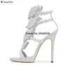 Engel Flügel Dame Stiletto High Heels Sandalen Schuhe Offene spitze Sexy Schnalle Gladiator Stil Frau Dünne Pumps