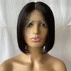 Bob avant 13x4 Bob avant 8 pouces partie médiane droite péruvienne Remy Human Hair Wig Couleur naturelle