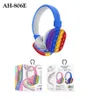 AH-806E New Cute Rainbow Auricolare stereo Bluetooth Inserisci scheda TF Giocattoli Popite in standby ultra-lungo per bambini Diametro del driver