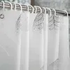 K-vatten natur dusch kök gardiner mode grå löv romantisk konst vattentät för bad med krokar för badrum 211119