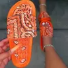 여성용 편안한 반다나 슬립 온 슬리퍼 슬라이드 실내 야외 플립 플롭 해변 신발 여름 발가락 플립 플롭 미끄럼 방지