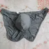 Sous-vêtements en soie pour hommes, sous-vêtements avec pochette pour pénis, culotte Sexy, Gay, Bikini doux, Lingerie convexe glacée A50