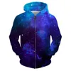 Cloudstyle Jonge hoodies Bling Space 3D Gedrukt Jassen voor Man Daily Causal Outlearing Youth Trendy Coats Blue Purple Star Men's Sweatshi