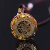 Orgonite Necklace Sri Yantra Pendant Sacred Geometry Tiger Eye Energy For Women Men Jewelry 210721