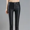 Frühling Elastische Frauen Bleistift Hosen Weibliche Mode PU Leder Hosen Dünne Enge Pantalon Femme 7648 50 210508