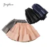 Fanfiluca Ragazze Gonne New Baby Girl PU Ecopelle Mesh Patchwork Gonna Abiti autunnali Ragazze 8 anni Pink Tutu Pettiskirt 210331