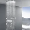 バスルームシャワーセットクロム磨き式サーモスタットミストレインセット高流量ハンドヘルドコンボ