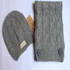 Uomo Donna Sciarpa Cappello Due pezzi Moda Inverno Tinta unita Sciarpe calde Berretto di marca con set di cappelli con etichetta