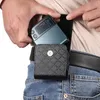 Plaid Grain Universal Hip Leather Holster Fodral för Samsung Galaxy Z Flip 3 Flip3 5g Motorola Moto Razr Många vikbara mobiltelefon bälte vertikal midja affärshandväska