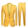 Nouvelle marée hommes colorées Mody Mariage Cuissons Plus Taille Jaune Rose Vert Bleu Pourpre Veste Veste Pantalons 2PCS Tuxedos x0608