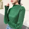 レディースブラウスシャツ女性ファッション衣装秋冬長袖明るいシルク光沢のあるTシャツレディース女性プルオーバーブラウストップス