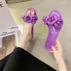 Slippers Summer Women's Shoes Flat Sandals Flowers Open Toe Fashion Vacation Beach Soft Jelly Ladies Sandales