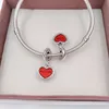 DIY charms beads for the world jewelry center making MOTHER & DAUGHTER pandora 925 Sterling silver bracelet women men bangle chain set necklace pendant red 791152EN08