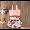 80120 Kids Baby Girls Two Piece Floral Flowers Crop Tank Vests Belt Bow Tracksuit Beach Party Cloth Ypv48 Sets Uodc5