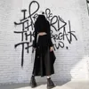 Harajuku Punk Style Jupes Femmes Taille Haute Boucle d'épissage Jupe gothique irrégulière Noir Mode Streetwear Librement réglable 210619