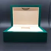 Best Quality Dark Green Watch Box Gift Case For RLX Booklet Card Tags And Papers In English Swiss wristwatch Boxes