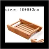 Aessories Hem Gardenwooden Naturliga Bamboo Tvålfack Bricka Kreativ Enkel Manuell Avloppshållare Förvaring Box Container för badduschplatta