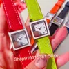 11 couleurs émail carré lettre nom femmes montre Heure Double Jeu Quartz montre-bracelet marque de luxe en cuir véritable horloge 21mm AAA +