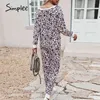 Frühlings-Chic, gepunktete lange Overalls für Damen, lässig, bequem, langärmelig, Rundhalsausschnitt, elegant, gemütlich, Damen-Overalls 210414