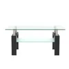 US Stock Living Room Furniture Rectangle Black Glass Coffee Table, Clear Modern Side Center Tables a56