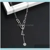 Chains Necklaces & Pendants Jewelrys925 Sier Necklace Make Old English Letter Clavicle Chain Fashion Personality Tassel Round Brand Jewelry