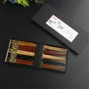 箸5ペア日本の再利用可能な木造の手作り天然ブナの中国のセットウッドギフトの食器＃45