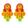 Main mode Soutache boucles d'oreilles femmes paon queue forme couleur goutte boucle d'oreille cristal décoration ethnique boho bijoux 2021