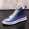 Men Designer Glitter white blue Shoes Martin boots Dress Loafers Men's flats platform