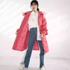겨울 한국 스타일의 전체 슬리브 포켓이 두꺼운 여성 넓은 웨이드 웨이스트 코트 여성 fr258 210427