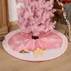 Christmas Decorations Pink Tree Skirt Velvet Plush Faux Fur Xmas Carpet Ornament Year Home Decor