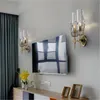 Vägglampa Vintage Loft Glass Sconces Crystal Bedroom Light LED Wood Corridor Lights för Home Espelho