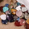 Colorful Natural Stone Crystal Heart Shape Pendant Necklaces For Women Men Lover Fashion Decor Jewelry With Chain