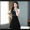 Casual Womens Clothing Apparel Drop Delivery 2021 Spring Summer Black White Lace Sexy Mini 3Xl Plus Size Vintage Runway Dresses Elegant Women