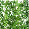 Fałszywe liście zielone sztuczne girlandy wisząca roślina winorośl do domu w ogrodzie ślub ślubu w pokoju dekoracja dekoracyjna kwiaty 7343898