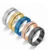 Bijoux pour hommes et femmes bagues rotatives 6MM mode acier inoxydable Spinner anneau sablage finition taille 6-13