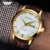 Brigada herenhorloges Zwitserse merk Klassieke gouden jurk horloge voor mannen met datumkalender, zakelijke casual quartz waterdicht