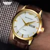 BRIGADA Relojes para hombre Reloj de vestir dorado clásico de marca suiza para hombres con calendario de fecha, cuarzo informal de negocios a prueba de agua