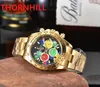 Orologio da uomo di alta qualità Funzione completa Cronometro Moda Orologio casual Uomo Pieno acciaio inossidabile Movimento al quarzo di lusso Calendario Fiori Scheletro Orologi da polso Regalo