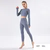 Women Yoga Clothes Suit Women Long Sleeve Crop Peach Hip High Waist Leggings Sports Workout