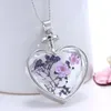 Pendanthalsband 2021 Trend Heart Shaped Geometric Glass Natural Dried Flower Choker Halsband Kvinnlig nacke smycken Party Collar Gift
