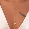 Gold Silver Plated Heart Love Chain Necklace Pendant Bijoux for Womens Party Wedding Engagement Jewelry for Bride Gift Wholesale