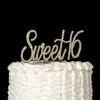 Strass Sweet 16 Cake Topper Boy Girl 16th Birthday Party Anniversary Table Centerpieces Decorazione Preferimento Fornitura Gold Silver