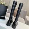 Boots Genuine Leather Women Silver Chain Knee High Rivet Zipper Long Winter Ladies Shoes