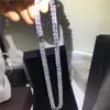 Colar de tênis com preenchimento de ouro branco, corte de princesa completo 7mm 5a cz, festa de casamento, colares para mulheres, homens, hiphop, joias 276k