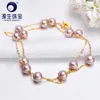 [YS] 5,5–6 mm natürliche, kultivierte lila Fresheater-Perlen-Halskette, 18-karätige Goldkette, Hochzeitsschmuck